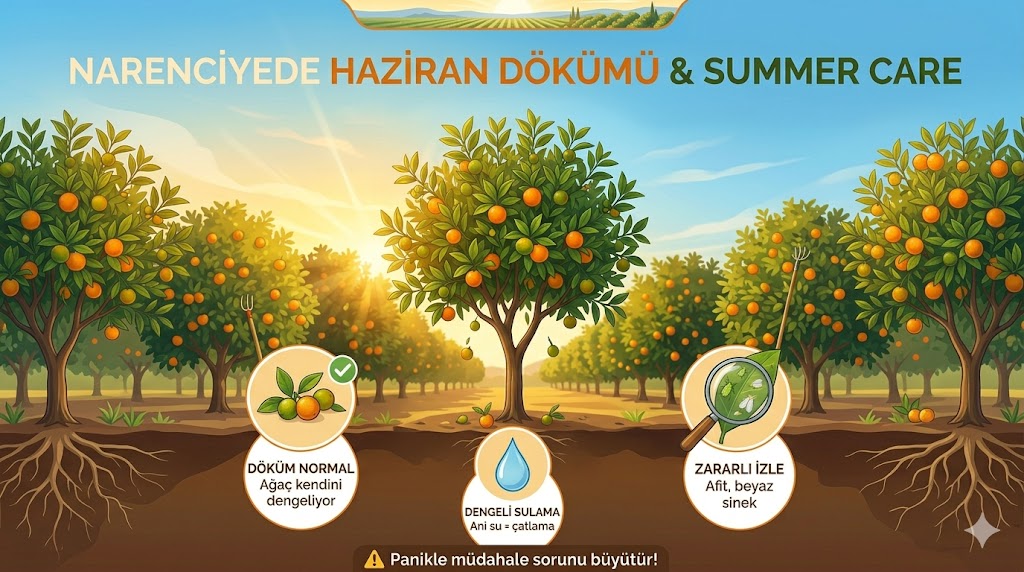 Narenciyede Haziran: Meyve Dökümü Panik Sebebi mi? Yaz Bakımı Rehberi