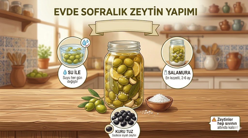 Evde Sofralık Zeytin Yapımı: Acı Zeytini Lezzete Çevirmenin Bilimsel Yolu